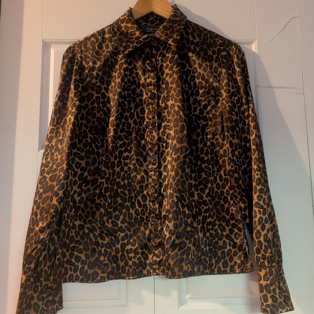 George Men's Brown Leopard Print Shirt
